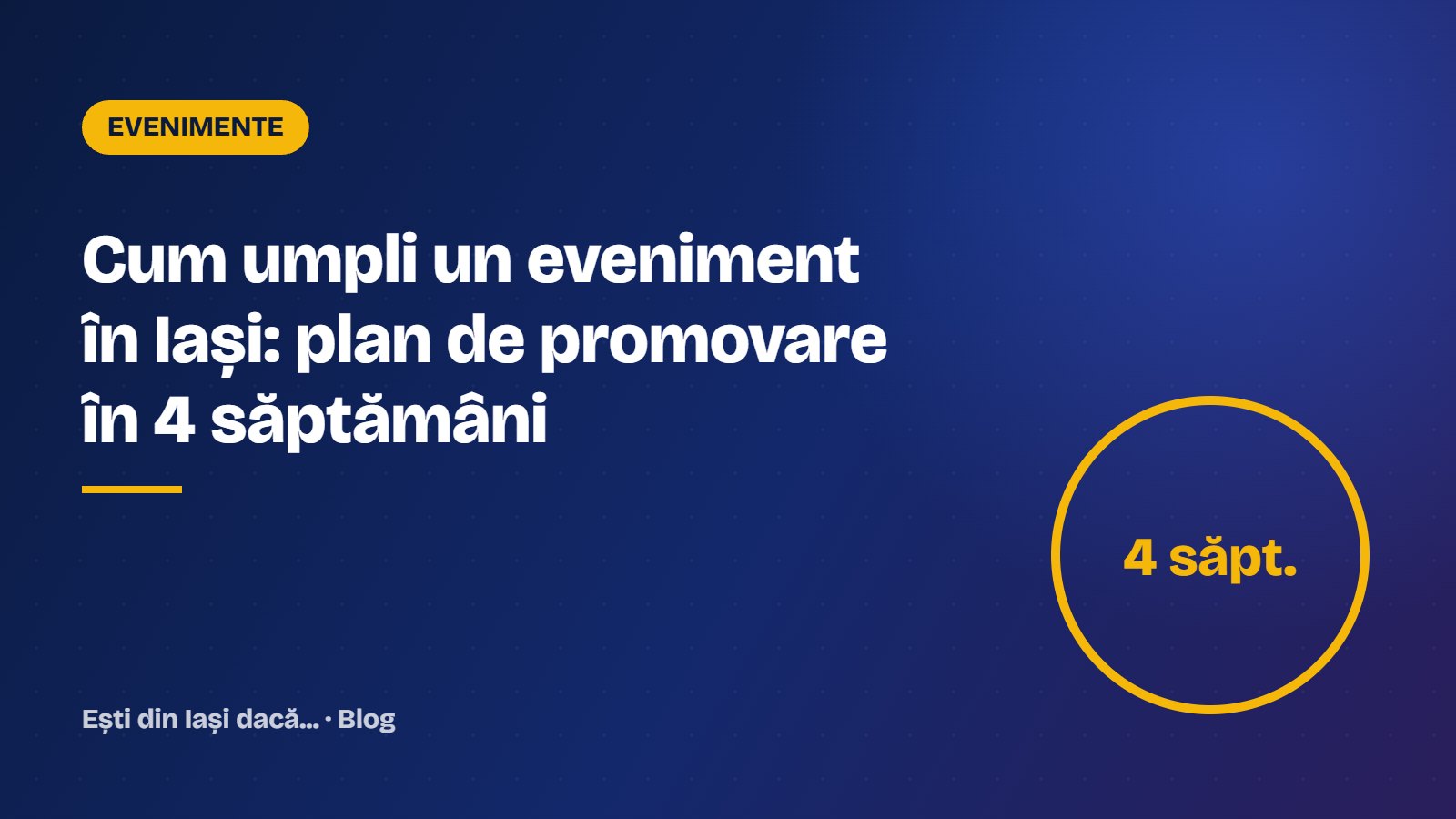Promovarea unui eveniment în Iași: plan în 4 săptămâni